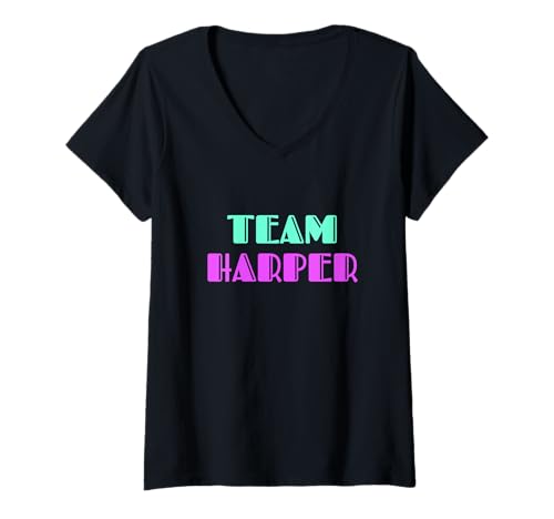 Damen Cheer for Harper, Show Support Be On Team Harper 90s Style T-Shirt mit V-Ausschnitt Damen Cheer for Harper, Show Support Be On Team Harper 90s Style T-Shirt mit V-Ausschnitt von Team Harper