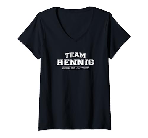 Damen Team Hennig | stolze Familie - Nachname Geschenk T-Shirt mit V-Ausschnitt von Team Hennig | Familien Name Geschenkidee