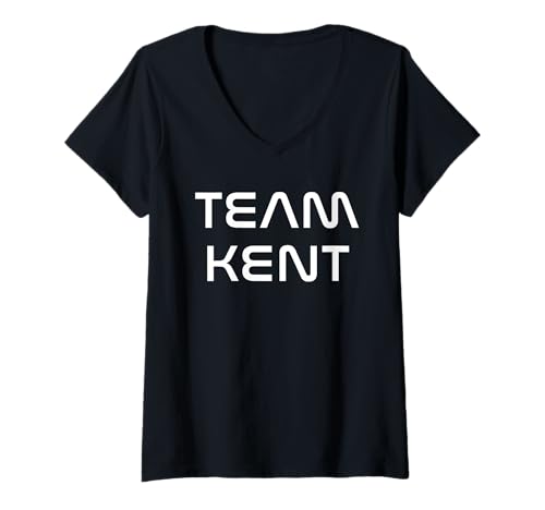 Damen Team Kent Modern Futuristic White Font T-Shirt mit V-Ausschnitt Damen Team Kent Modern Futuristic White Font T-Shirt mit V-Ausschnitt von Team Kent