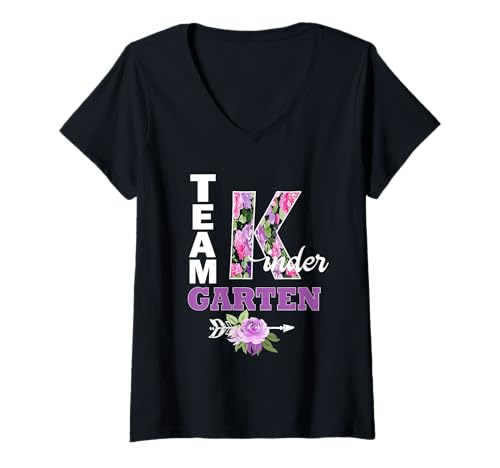 Damen Team, Kindergarten, Schulanfang, Blumen, Schüler, Lehrer T-Shirt mit V-Ausschnitt von Team Kindergarten Back To School FL Sapphire Star