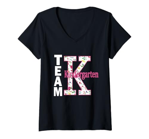 Damen Team, Kindergarten, Schulanfang, Blumen, Schüler, Lehrer T-Shirt mit V-Ausschnitt von Team Kindergarten Back To School FL Sapphire Star