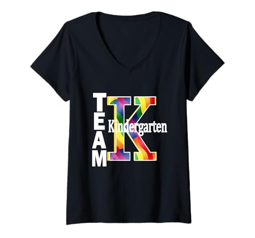 Damen Team-Kindergartenspaß für den Schulanfang, Schüler, Lehrer T-Shirt mit V-Ausschnitt von Team Kindergarten Back To School Fun Sapphire Star