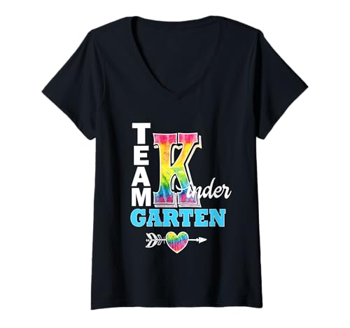 Damen Team-Kindergartenspaß für den Schulanfang, Schüler, Lehrer T-Shirt mit V-Ausschnitt von Team Kindergarten Back To School TD Sapphire Star
