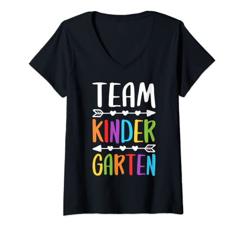 Damen Team Kindergarten T-Shirt Lehrer Back to School Shirt T-Shirt mit V-Ausschnitt von Team Kindergarten Shirts