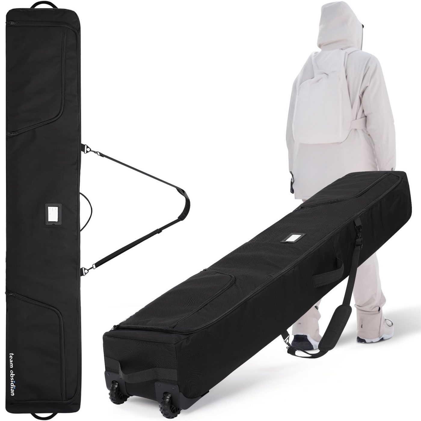 Team Obsidian Skitasche team obsidian Skitasche bis 175cm Skier mit Rollen - Skisack für 175cm (1-tlg) von Team Obsidian