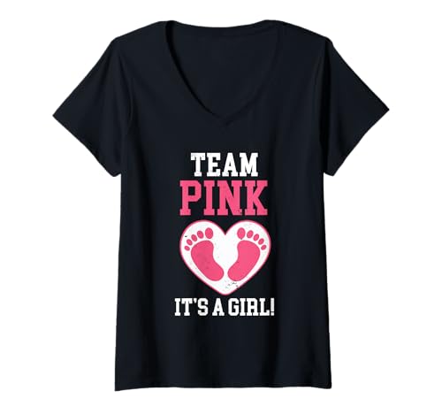 Damen Team Pink It's A Girl Schwangerschaft Baby Ankündigung Geburt T-Shirt mit V-Ausschnitt Damen Team Pink It's A Girl Schwangerschaft Baby Ankündigung Geburt T-Shirt mit V-Ausschnitt von Team Pink It's A Girl