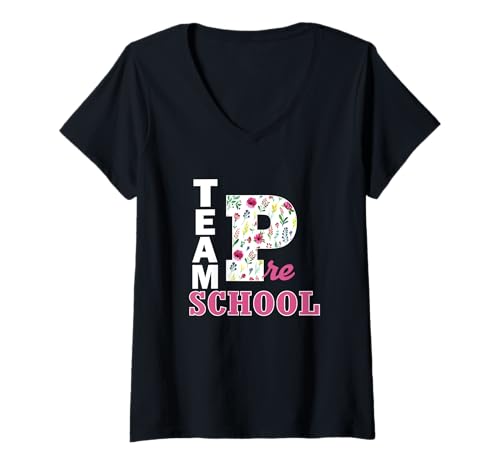Damen Team Vorschule Floral Back To School Gear Studenten Lehrer T-Shirt mit V-Ausschnitt Damen Team Vorschule Floral Back To School Gear Studenten Lehrer T-Shirt mit V-Ausschnitt von Team Preschool Floral Back To School Sapphire Star