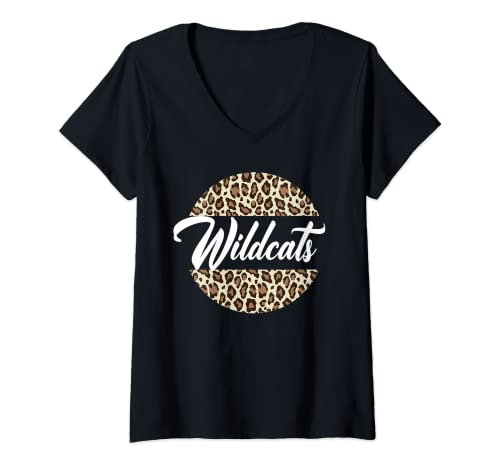 Damen Wildcats High School Maskottchen Sport Team Damen Wildcats T-Shirt mit V-Ausschnitt Damen Wildcats High School Maskottchen Sport Team Damen Wildcats T-Shirt mit V-Ausschnitt von Team Spirit School Mascot Co.