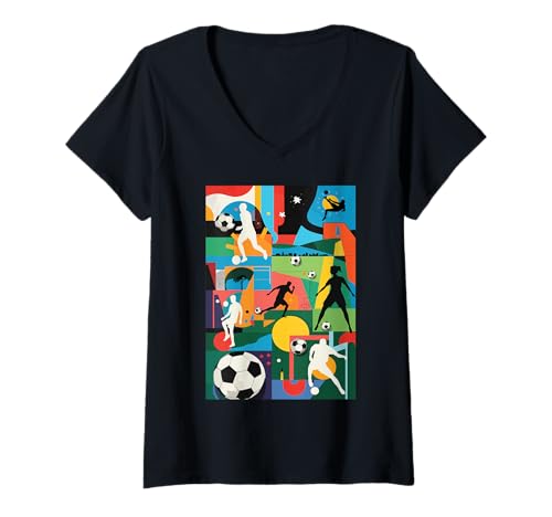 Damen Fußballspiel Team Coach Fans Freistoß Spieler Strafpunktzahl T-Shirt mit V-Ausschnitt von Team Synergy Leads To Epic Soccer Victories Corner