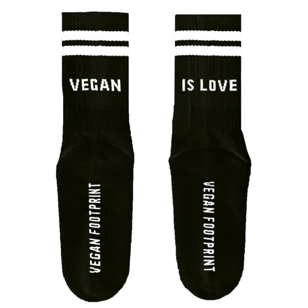 Team Vegan VEGAN IS LOVE - Hohe Sportsocken mit Streifen aus Bio-Baumwolle 3 Paar von Team Vegan