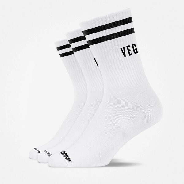 Team Vegan VEGAN IS LOVE - Hohe Sportsocken mit Streifen aus Bio-Baumwolle 3 Paar von Team Vegan