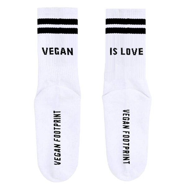 Team Vegan VEGAN IS LOVE - Hohe Sportsocken mit Streifen aus Bio-Baumwolle 3 Paar von Team Vegan