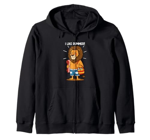 Lustiger Löwe mit Handtuch Ich mag den Sommer Strand Sommer Kapuzenjacke von Team Zeta
