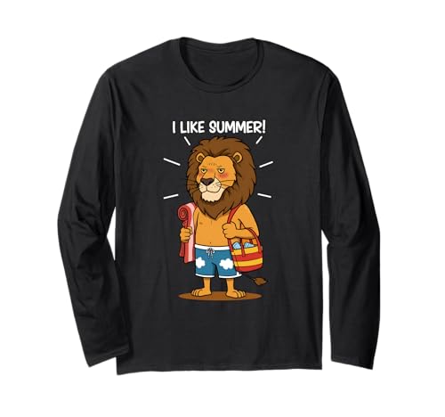 Lustiger Löwe mit Handtuch Ich mag den Sommer Strand Sommer Langarmshirt von Team Zeta