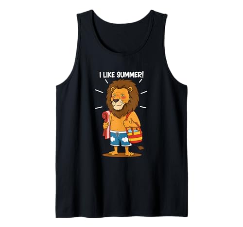 Lustiger Löwe mit Handtuch Ich mag den Sommer Strand Sommer Tank Top von Team Zeta