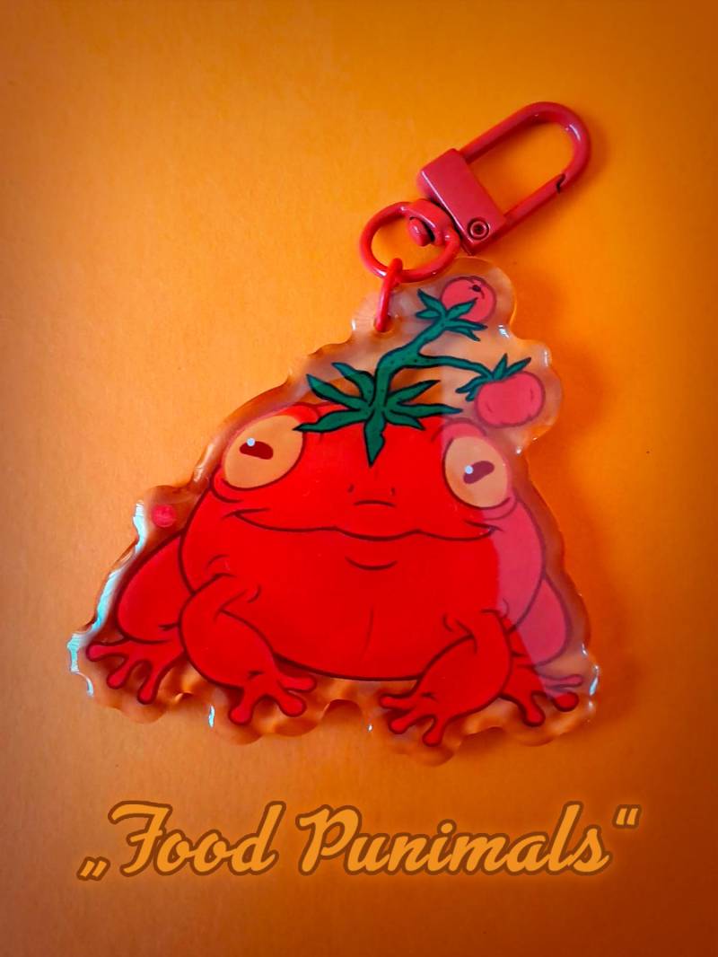 Comicstyle Anhänger/Charm - Punimals Tomatenfrosch + Postkarte Mit Artwork von TeamPechundSchwefel