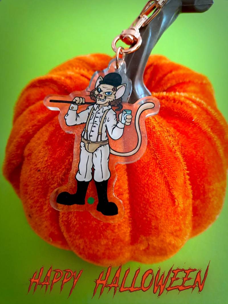 Halloween Cat Keychain - Alex | Clockwork + Postcard Print von TeamPechundSchwefel