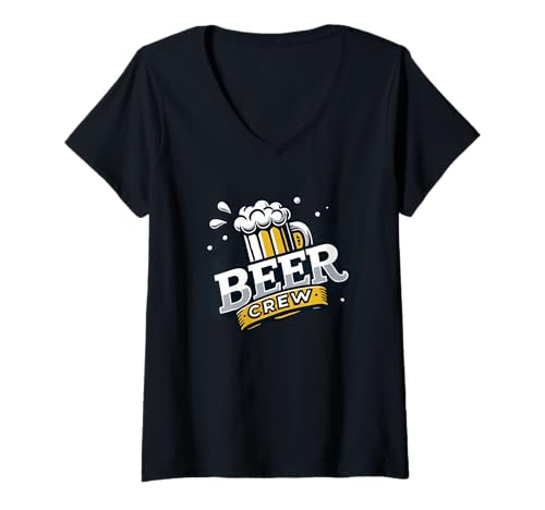Damen Beer Crew – Fun Run – Team Event – Ale – Brew – Draft – Tasse T-Shirt mit V-Ausschnitt von Teams That Run!