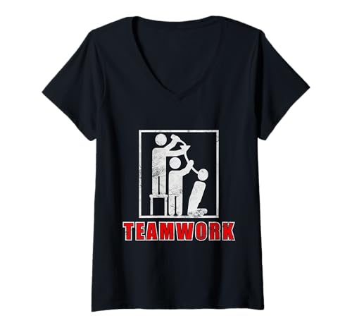 Damen Saufen ist Teamwork T-Shirt mit V-Ausschnitt Damen Saufen ist Teamwork T-Shirt mit V-Ausschnitt von Teamwork drunk