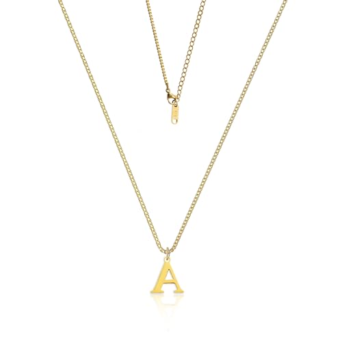 Teaque Kette mit Buchstaben Gold Anhänger Damen Frauen, Buchstaben Kette Gold 18 Karat Vergoldet, Initialen Kette Namen A Hypoallergene Halskette Damen Geschenke für Frauen, Ketten für Damen Teenager von Teaque