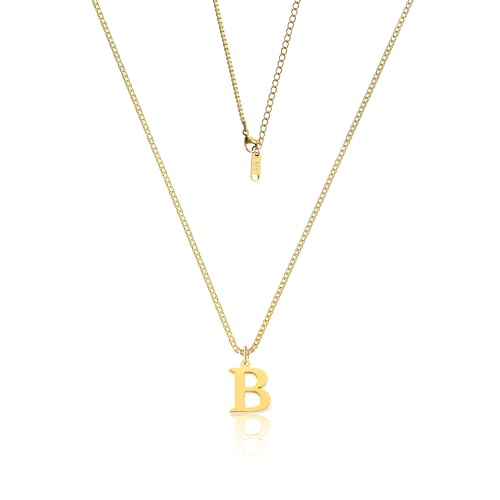 Teaque Kette mit Buchstaben Gold Anhänger Damen Frauen, Buchstaben Kette Gold 18 Karat Vergoldet, Initialen Kette Namen B Hypoallergene Halskette Damen Geschenke für Frauen, Ketten für Damen Teenager von Teaque