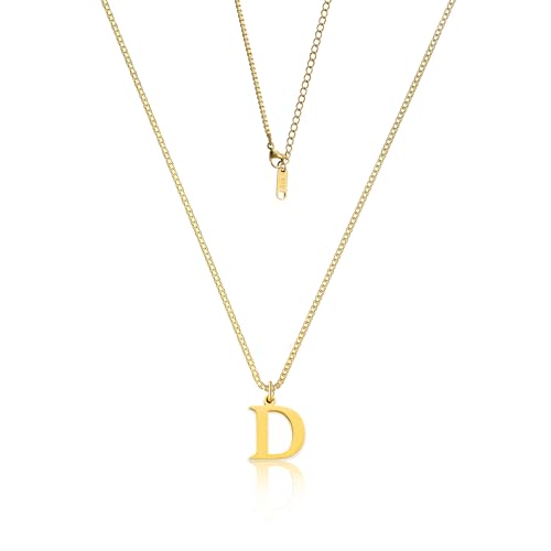Teaque Kette mit Buchstaben Gold Anhänger Damen Frauen, Buchstaben Kette Gold 18 Karat Vergoldet, Initialen Kette Namen D Hypoallergene Halskette Damen Geschenke für Frauen, Ketten für Damen Teenager von Teaque