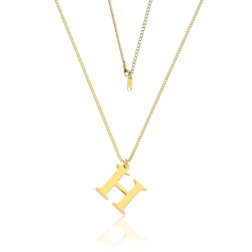 Teaque Kette mit Buchstaben Gold Anhänger Damen Frauen, Buchstaben Kette Gold 18 Karat Vergoldet, Initialen Kette Namen H Hypoallergene Halskette Damen Geschenke für Frauen, Ketten für Damen Teenager von Teaque