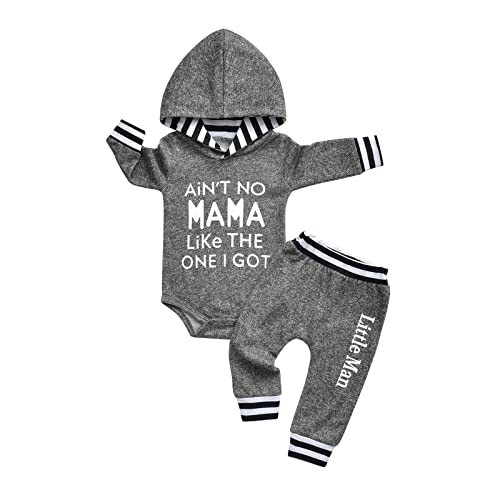 Tearfuty Baby Boy Kleidung Trainingsanzug Kapuzenpullover Langarm Oberteile Hosen 2er Set Grau（3-6 Monate） von Tearfuty