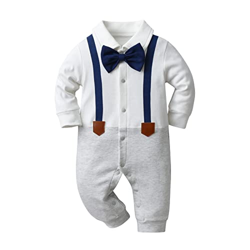 Tearfuty Baby Boy Outfit Fliege Langarm Strampler Hose Gentleman Kleidung Set für Fotoaufnahmen von Tearfuty