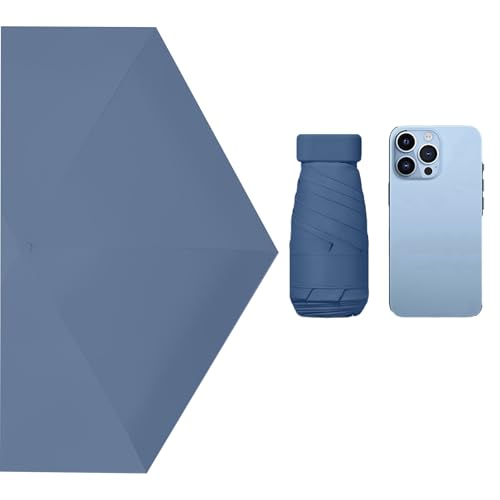 Tebeban Mini-Sonnenschirm für Reisen, kompakter UV-Schutz, wasserdichter Sonnenschirm für Mädchen und Frauen (Dunstblau) von Tebeban