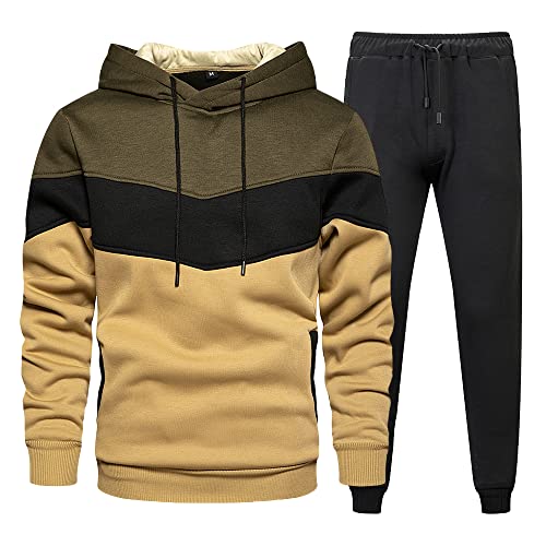 Tebreux Herren Jogginganzug 2 Stück Athletic Outfit Hoodie Sport Sweatsuit Pullover Anzug Sets - Gr�n - Klein von Tebreux