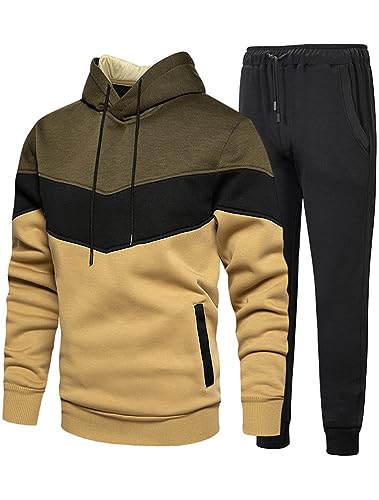 Tebreux Herren Trainingsanzug Jogginganzug Freizeitanzug Fitness Sweatjacke Jogginghose Einfarbig Anzug Sportanzug Stil 2-Grün L von Tebreux