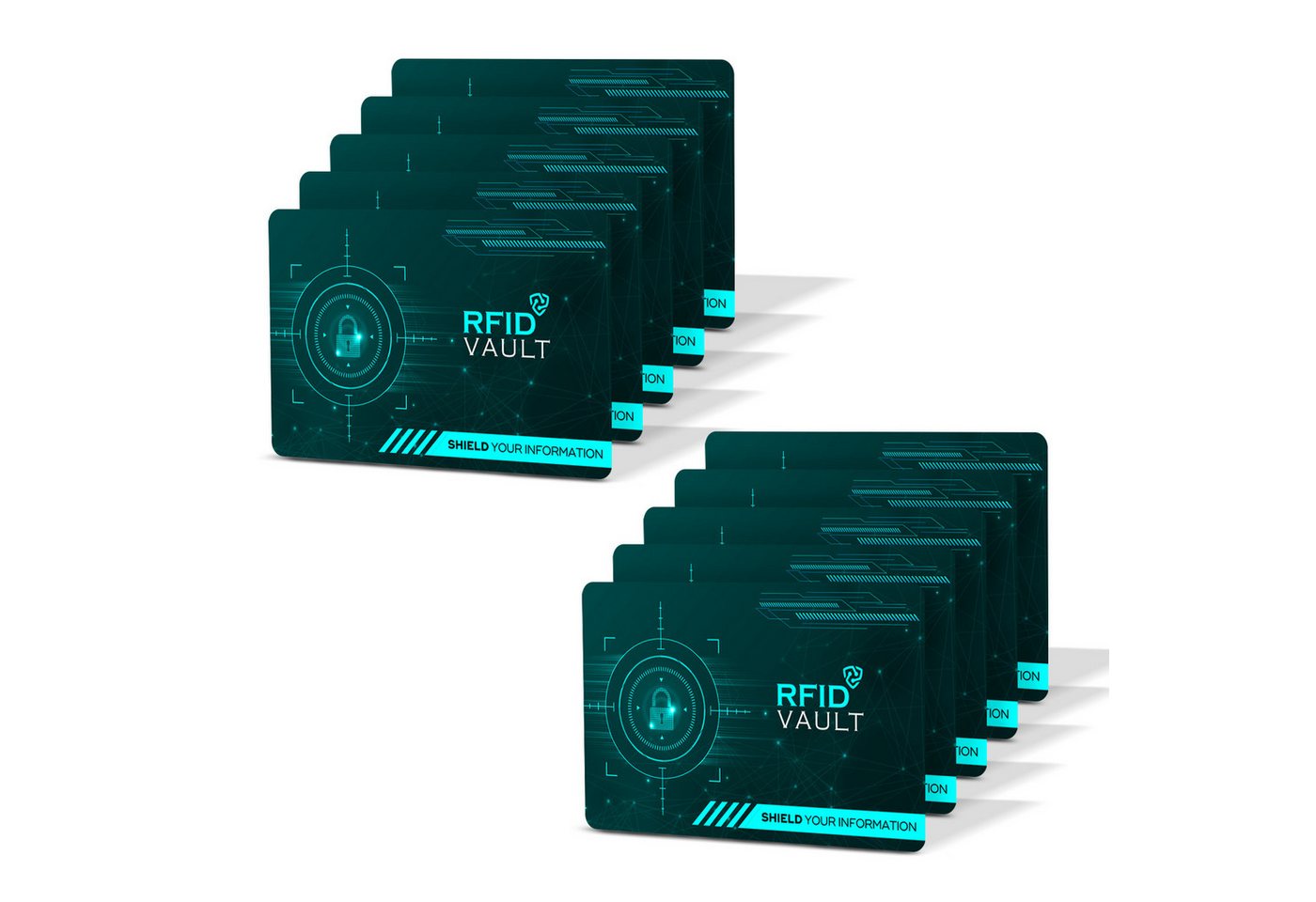 Tec-Expert Geldbörse 10 Stück RFID / NFC Blockkarten Auslesen Scan Schutz Karte Card (10-tlg., Set aus 10x RFID / NFC Block Card), RFID Blocker Karte, NFC Block Card von Tec-Expert