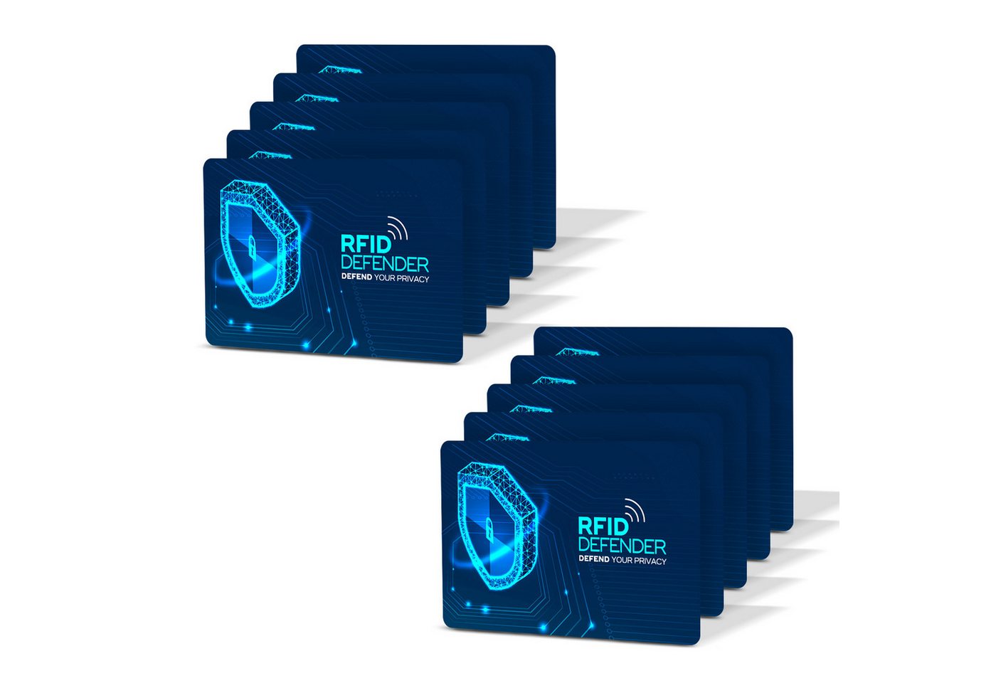 Tec-Expert Geldbörse 10er Set RFID / NFC Scan Blocker-Karten zur Abschirmung Geldbörse (10-tlg., Set aus 10x RFID / NFC Block Card), RFID Blocker Karte, NFC Block Card von Tec-Expert