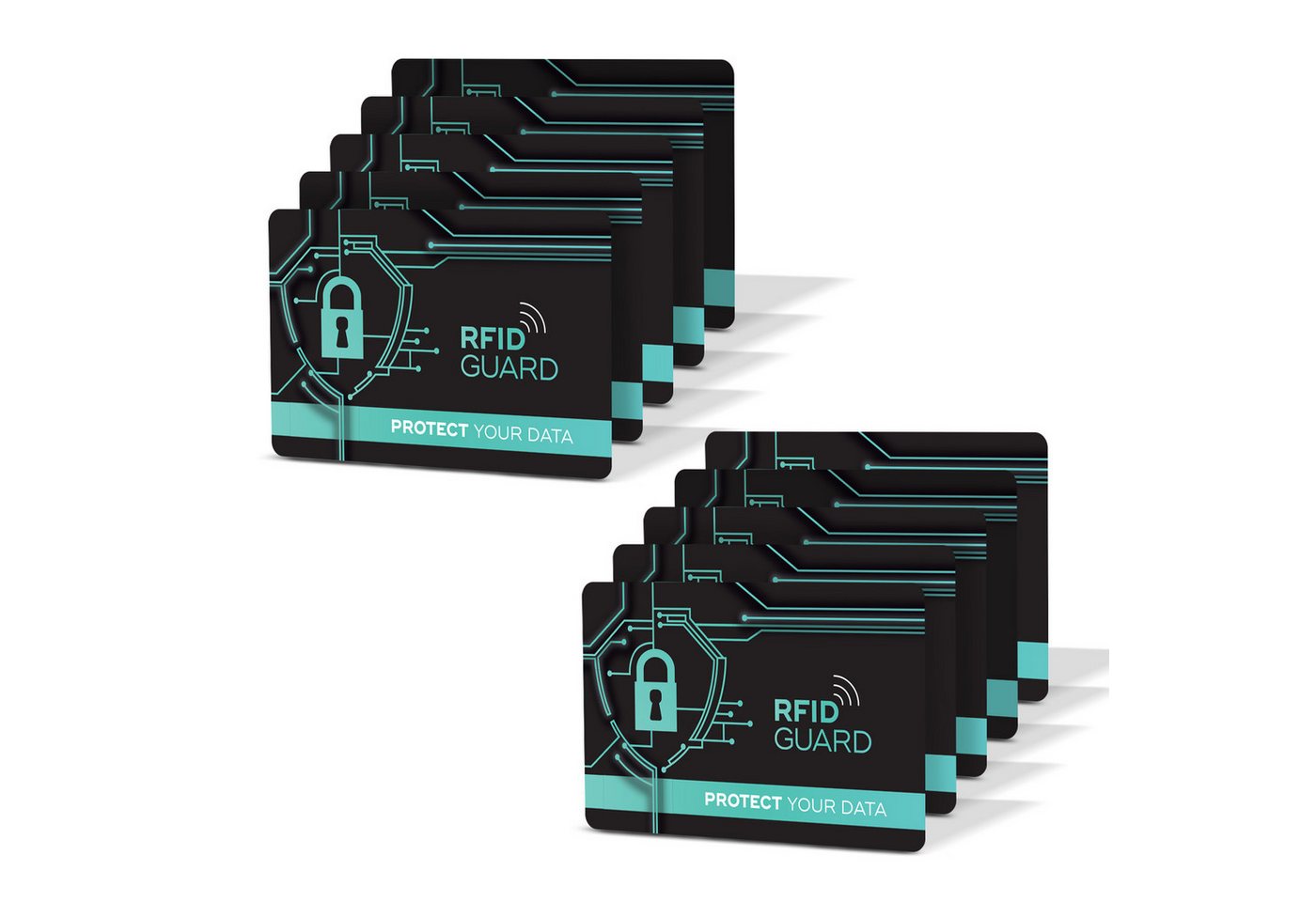 Tec-Expert Geldbörse 10x RFID NFC Scan Blocker Karte Card Abschirmung Geldbörse (10-tlg., Set aus 10x RFID / NFC Block Card), RFID Blocker Karte, NFC Block Card von Tec-Expert