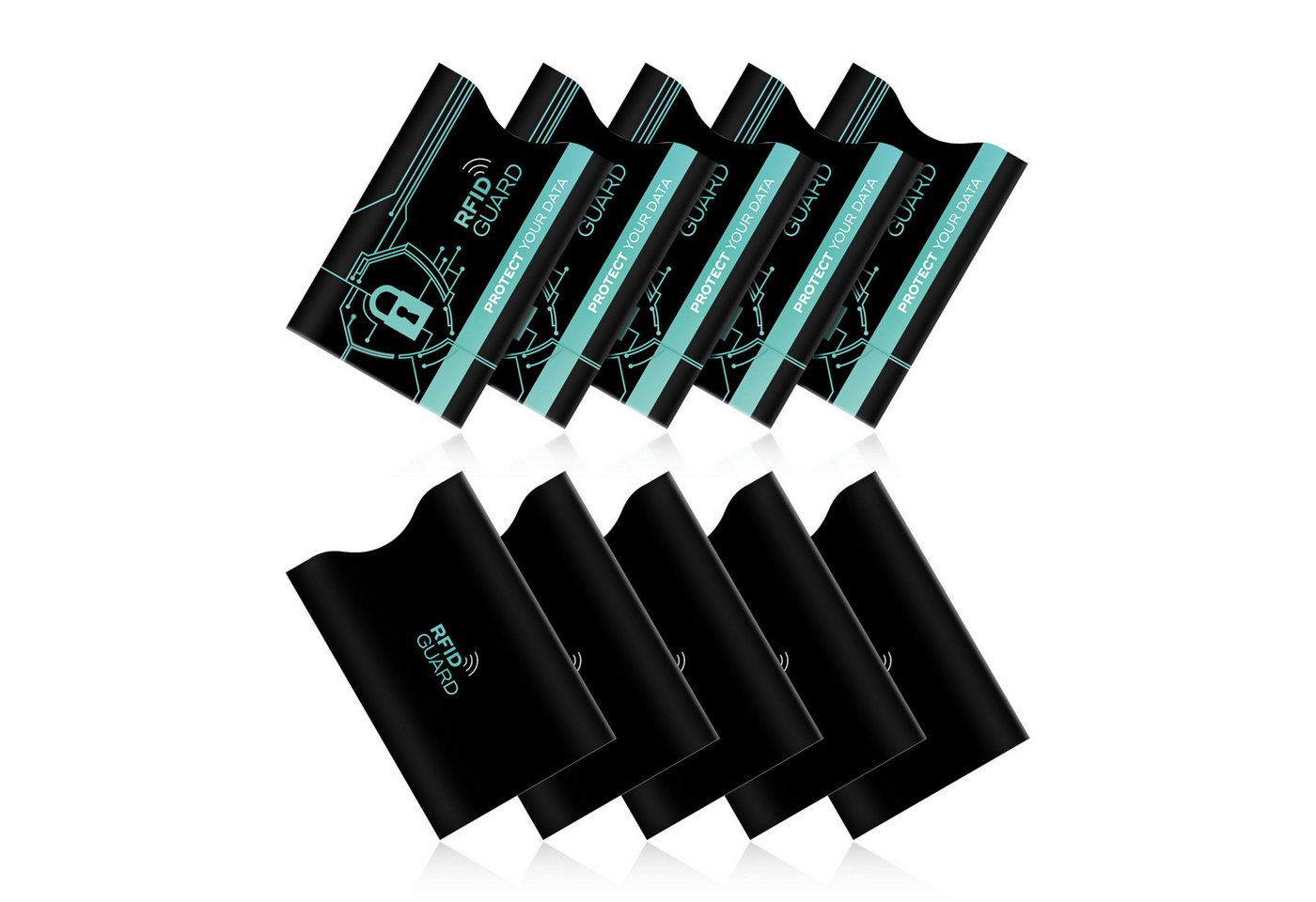 Tec-Expert Geldbörse 10x RFID NFC Scan Blocker Schutz Hülle Abschirmung Karte Scheckkarte (10-tlg., Set aus 10x RFID / NFC Blocker Sleeve), RFID-Blocker Hülle, NFC Schutzhülle von Tec-Expert