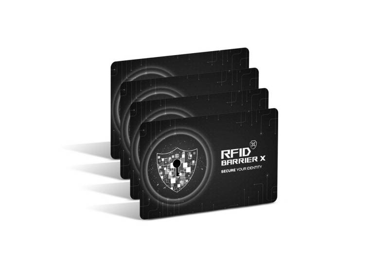 Tec-Expert Geldbörse 4x RFID NFC Scan Block Schutzkarten Geldbörse Geldbeutel Abschirmung (4-tlg., Set aus 4x RFID / NFC Block Card), RFID Blocker Karte, NFC Block Card von Tec-Expert
