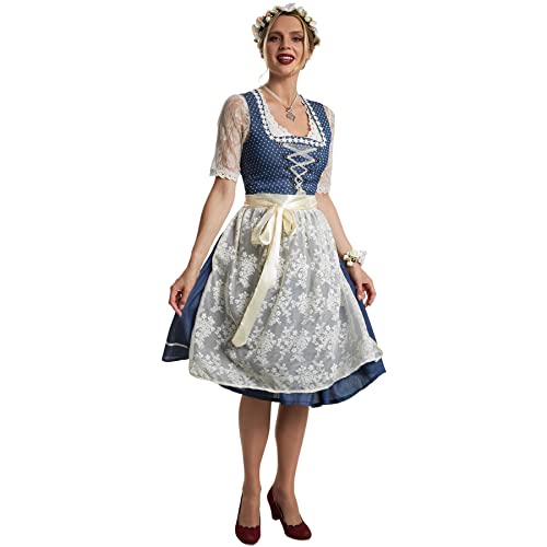 dressforfun 950030 Midi-Dirndl, halblanges, tailliert geschnittenes Dirndl im klassischen Look, fein gestaltete Schnürung auf der Vorderseite (L | Nr. 304642) von tectake