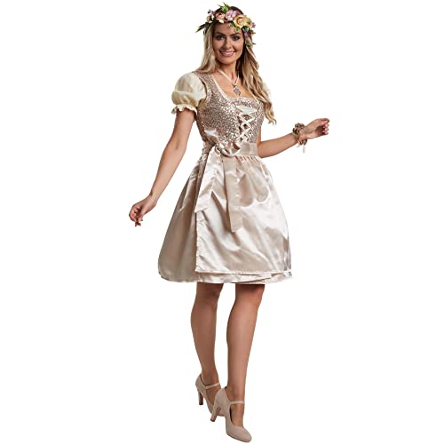 dressforfun 950038 Mini-Dirndl, tailliertes Dirndl in Glanz- und Glitzeroptik, Pailletten-Verzierung im oberen Bereich (S | Nr. 304680) von tectake