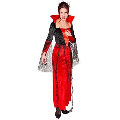dressforfun Aufwendiges Damen Vampirkleid mit Stehkragen Gothic Kostüm aus Samt, Satin und Spitze, Polyestergewebe (XL | Nr. 300073) von tectake
