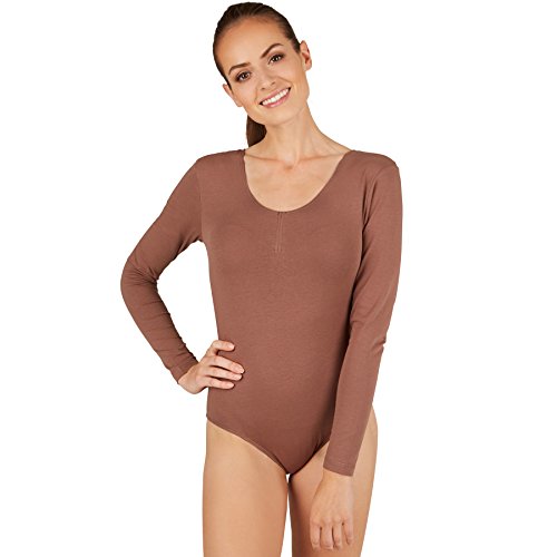 tectake dressforfun Damen Langarm-Body mit Rundhals Ausschnitt (M | Braun | Nr. 301291) von tectake