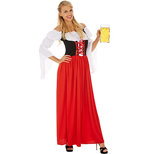 dressforfun 950026 Frauenkostüm Festdirndl Resi, tailliert gearbeitetes Dirndl mit langem Rock, angenähte, schulterfreie Bluse mit Rüschen (L | Nr. 304622) von tectake