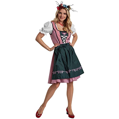 dressforfun 950033 Mini-Dirndl, figurbetontes Dirndl mit Karomuster, Borten und kurzem Rock, Elegante Schnürung mit Strasssteinen (XL | Nr. 304658) von tectake