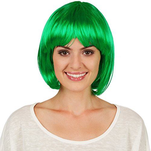 dressforfun Bob Perücke | Toller Haarschnitt mit Pony | Mit vielen Kostümen kombinierbar - diverse Farben (Grün | Nr. 301129) von tectake