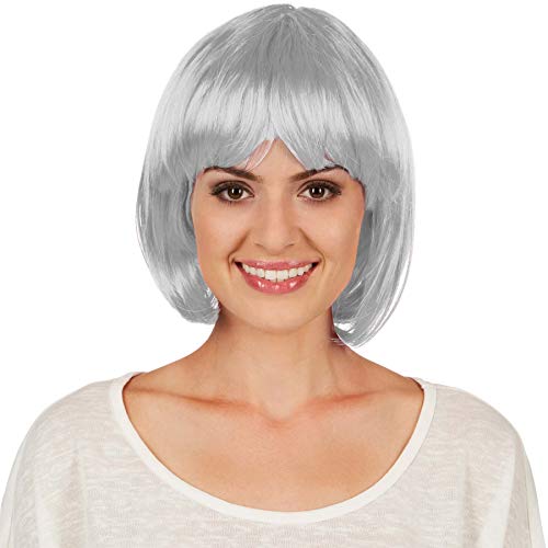 dressforfun Bob Perücke | Toller Haarschnitt mit Pony | Mit vielen Kostümen kombinierbar - diverse Farben (Grau | Nr. 303644) von tectake