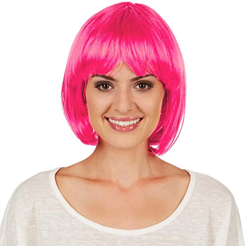 dressforfun Bob Perücke | Toller Haarschnitt mit Pony | Mit vielen Kostümen kombinierbar - diverse Farben (Pink | Nr. 303645) von tectake