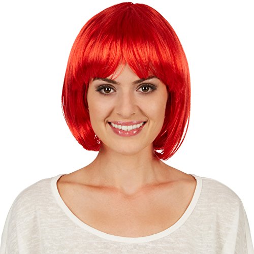 dressforfun Bob Perücke | Toller Haarschnitt mit Pony | Mit vielen Kostümen kombinierbar - diverse Farben (Rot | Nr. 301128) von tectake