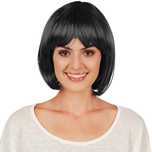 dressforfun Bob Perücke | Toller Haarschnitt mit Pony | Mit vielen Kostümen kombinierbar - diverse Farben (Schwarz | Nr. 303642) von tectake