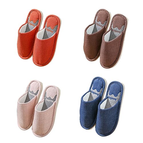 Tecetfeet 4 Paar Hausschuhe Warme Pantoffeln Hausschuhe Pantoffeln im Herbst und Winter rutschfeste Slipper Flip Flops Gästepantoffeln Hausschuhe Herren/Hausschuhe Damen,(4Color,4Size) von Teceyfeet