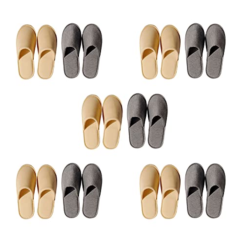 Teceyfeet 10 Paar Hotelslipper geschlossen Zehe Universalgröße Bequeme washable Einwegslipper aus 100% Baumwoll Hausschuhe Gästehausschuhe Rutschfester Sohle Slipper von Teceyfeet